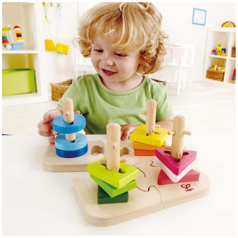 Juguete de madera puzzle apilable hape