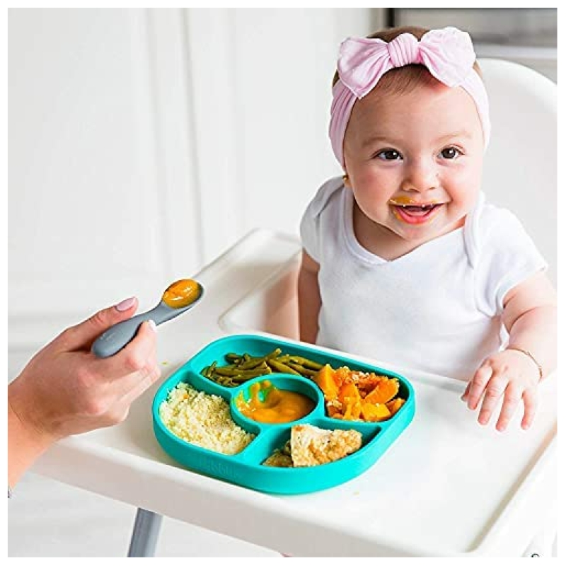 Set de plato y cuchara de silicona bebé yümi de bblüv