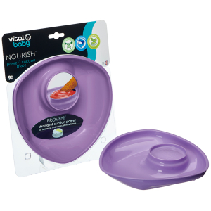 Plato para bebe con base de succión morado