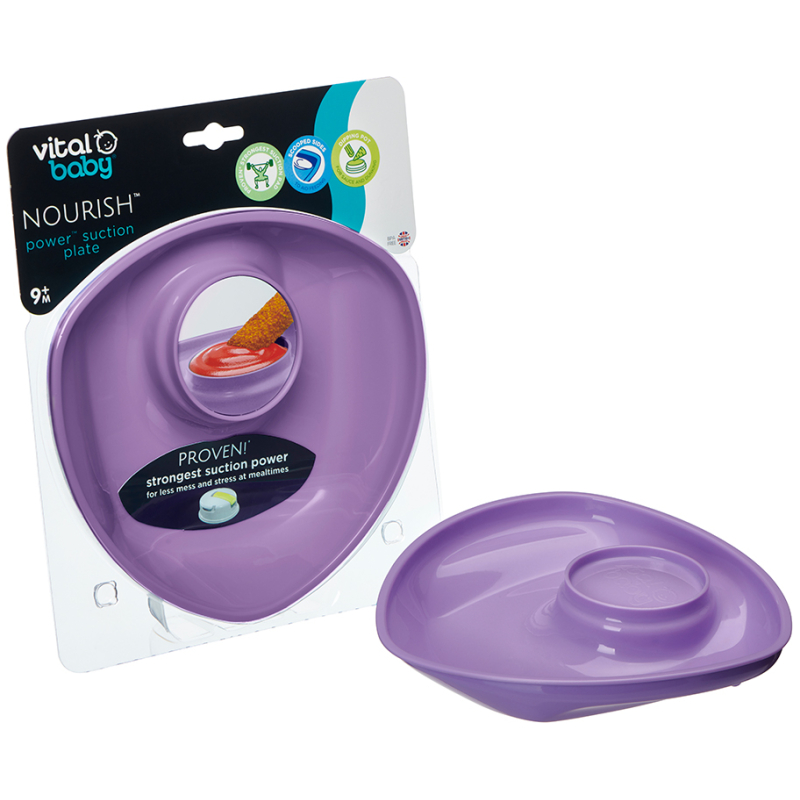 Plato para bebe con base de succión morado