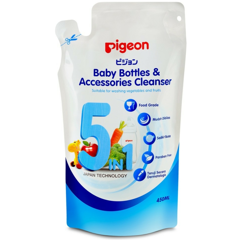 Recarga limpiador de biberones 5 en 1 pigeon 450 ml