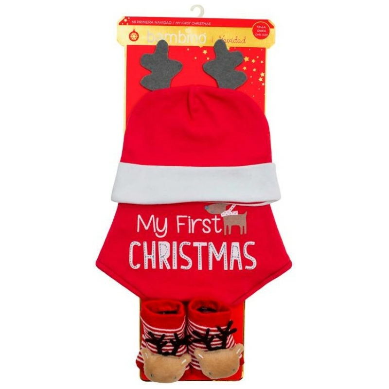 Set de 3 piezas mi primera navidad unisex bambino