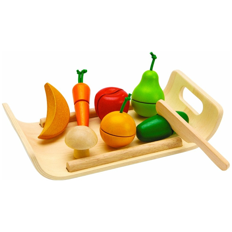 Juguete set variedad de frutas y verduras plan toys