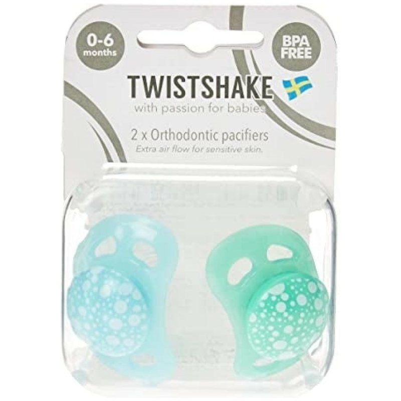 Pack chupetes twistshake 0-6 meses - azul/verde