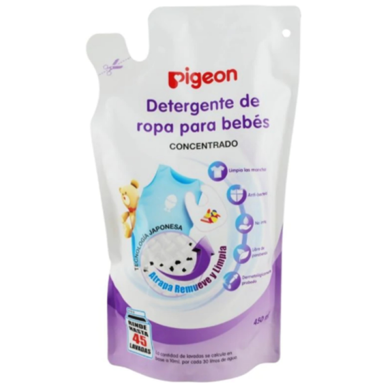 Recarga detergente de ropa para bebés 450 ml pigeon