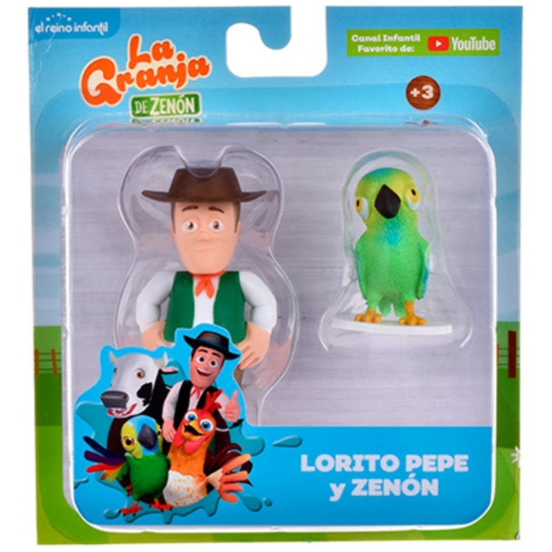 Pack de 2 figuras lorito pepe y zenón la granja de zenón