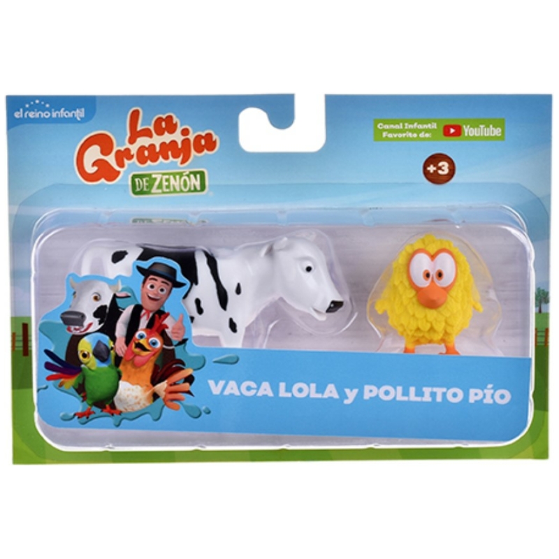 Pack de 2 figuras vaca lola y pollito pío la granja de zenón