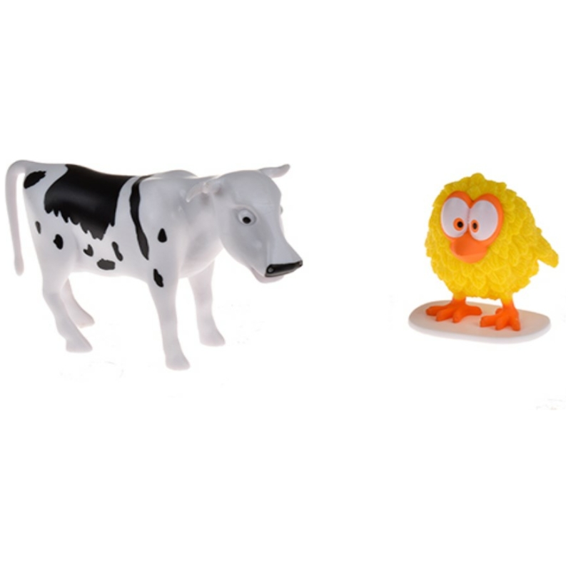 Pack de 2 figuras vaca lola y pollito pío la granja de zenón