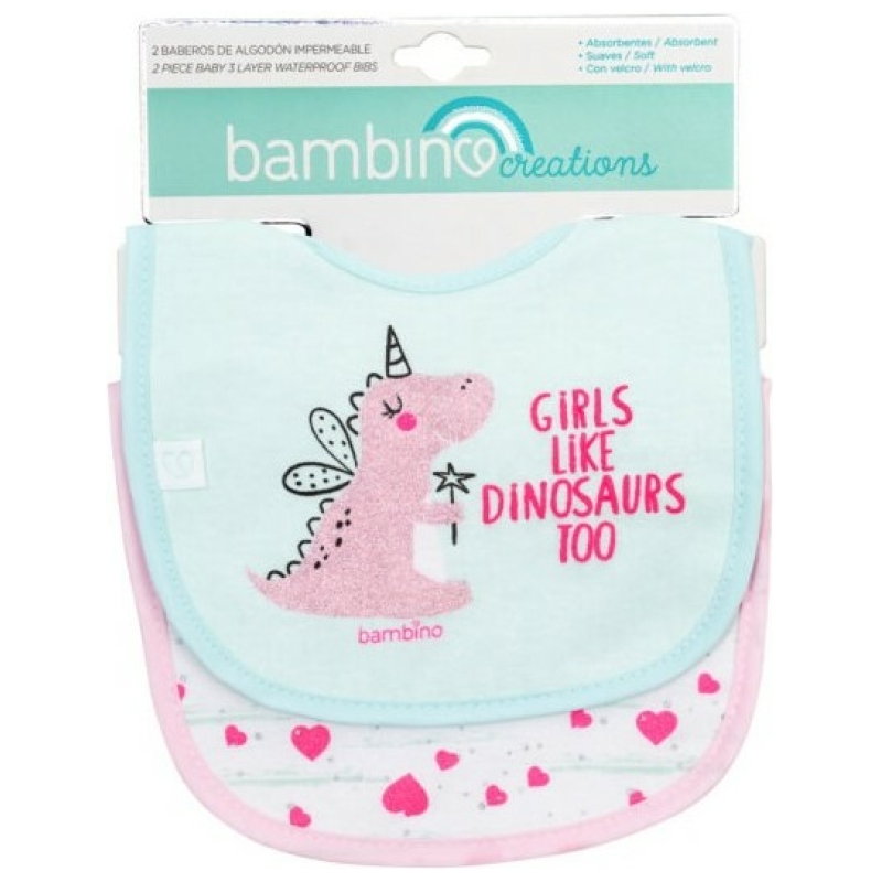 Pack baberos impermeables bambino niña unicornio dino