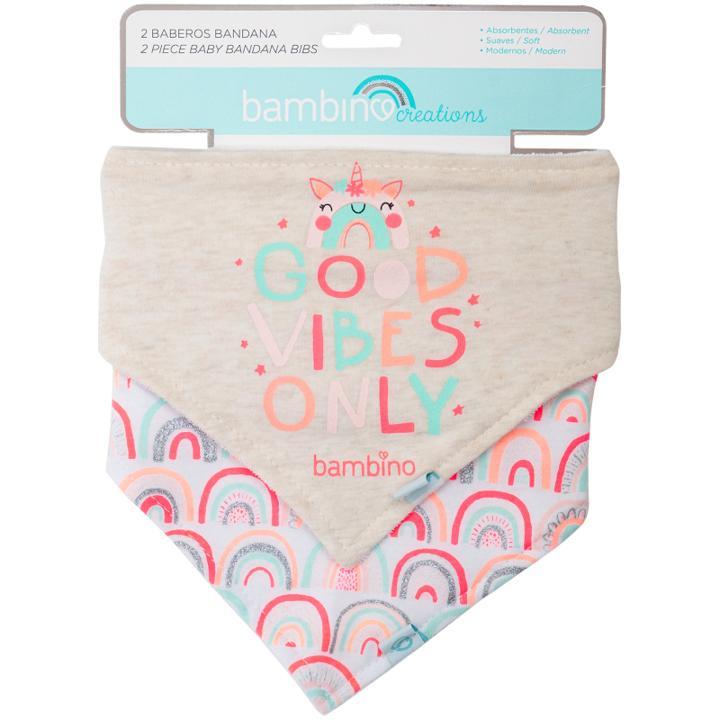 Bipack babero bandana niña bambino arcoíris