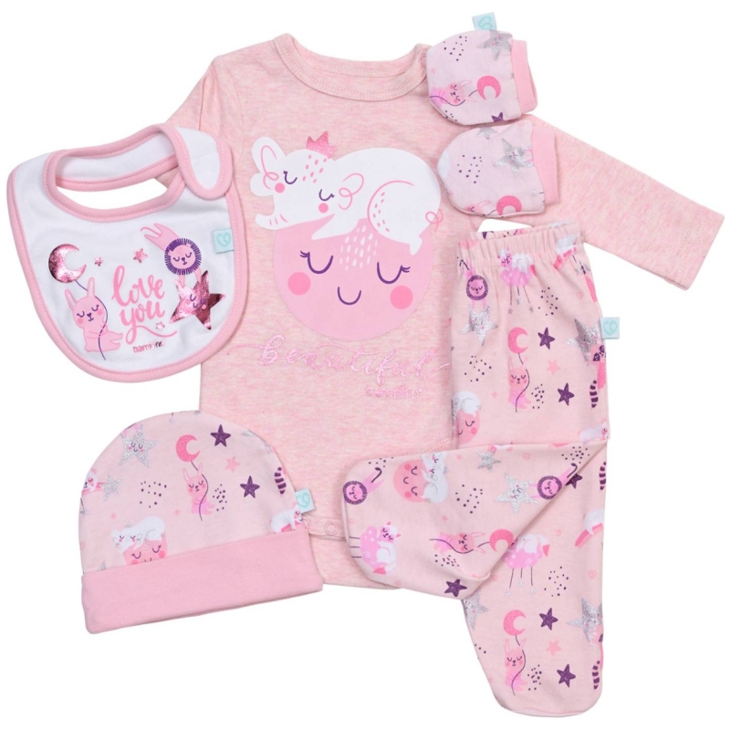 Set de ropa caja de regalo 5 piezas niña bambino animalitos