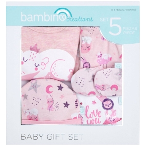 Set de ropa caja de regalo 5 piezas niña bambino animalitos