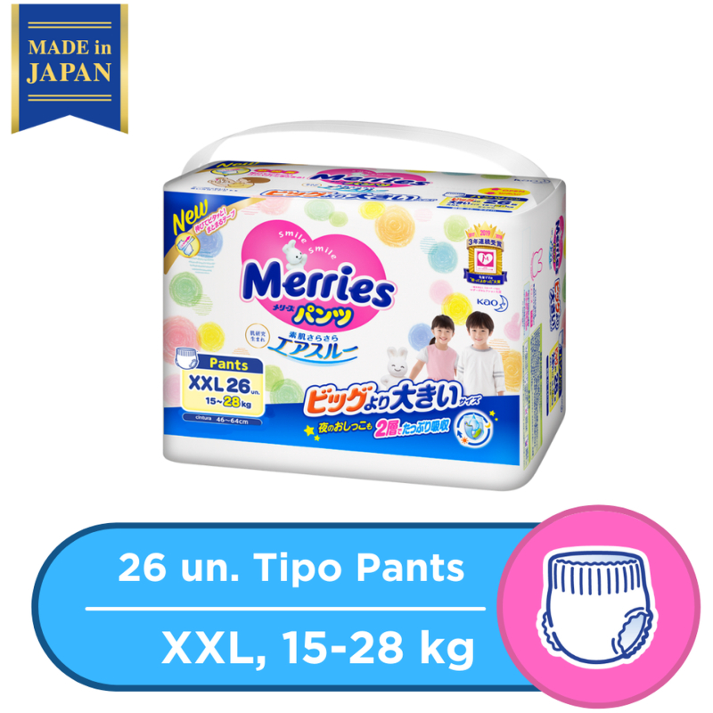 Pañales desechables merries tipo pants xxl 26 pcs