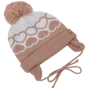 Gorro cubre orejas con pompón corazones