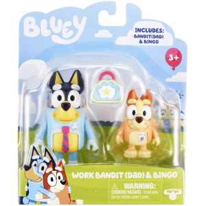 Pack figuras bluey - work bandit dad y bingo