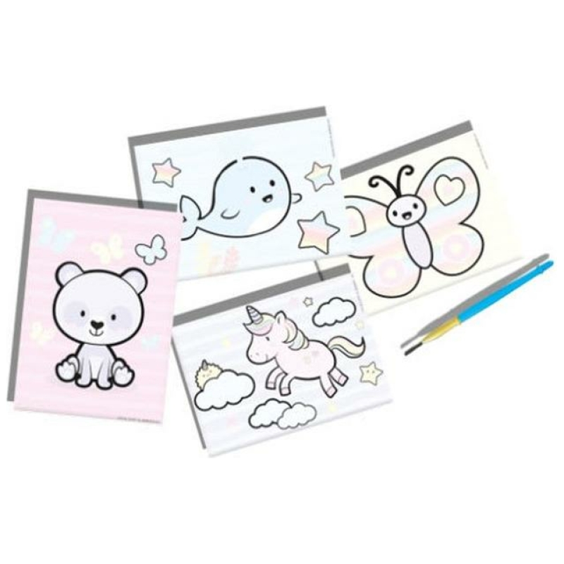 Coloreando tarjetas de fantasía con agua