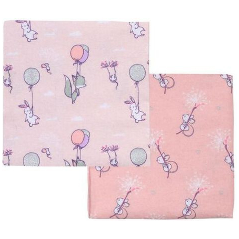 Set 2 mantitas franela rosado animales bambino