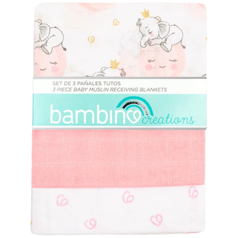 Pañales tutos de muselina elefante rosa bambino