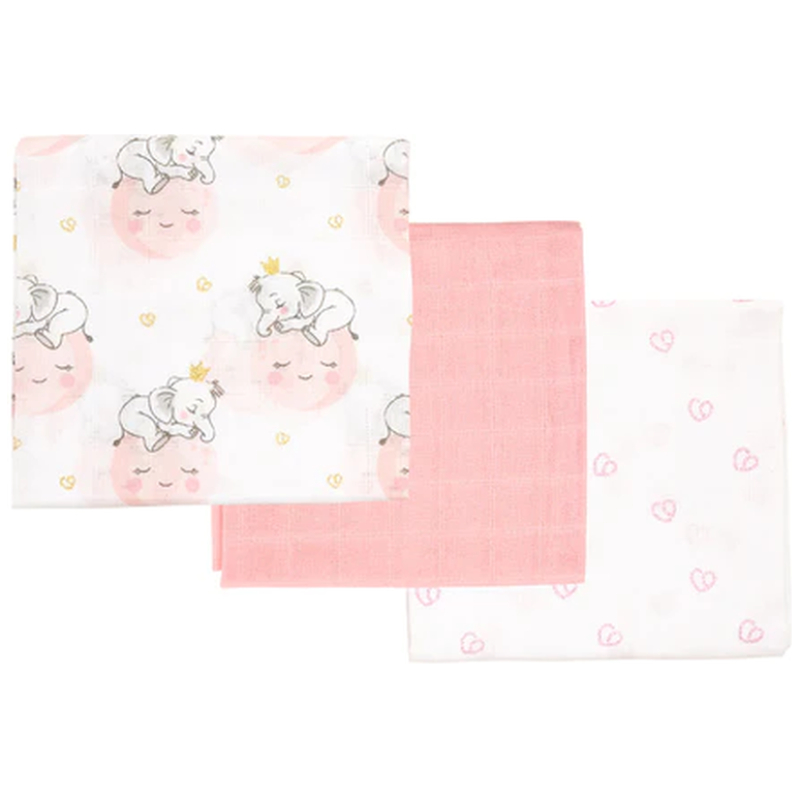 Pañales tutos de muselina elefante rosa bambino