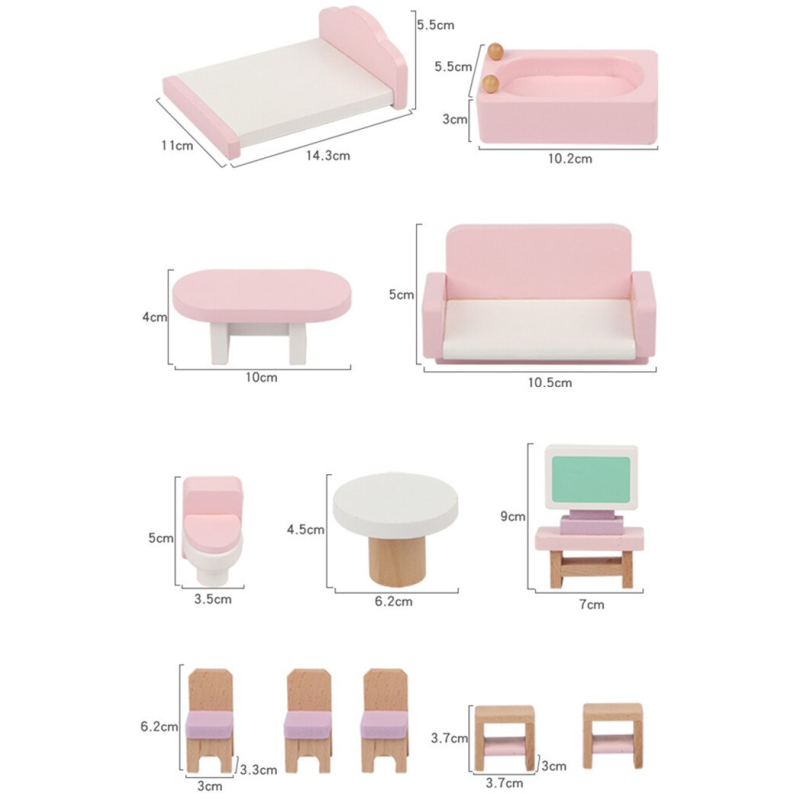 Set mini muebles para casa de muñecas