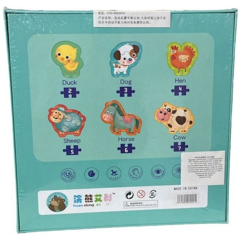 Puzzle 6 animales - granja
