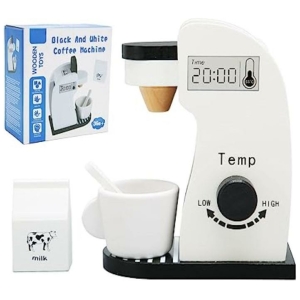 Cafetera de madera con accesorios linea black