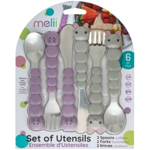 Set de 6 cubiertos para niños bulldog-gato melii