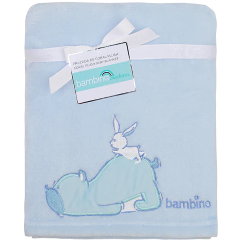 Frazada bordada conejito celeste bambino