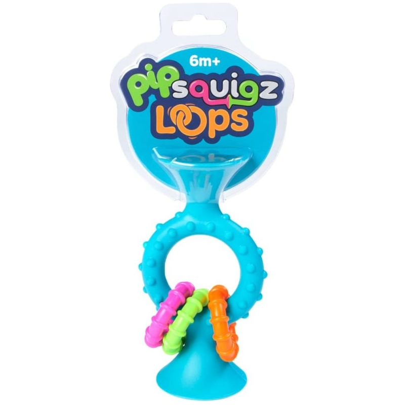 Sonajero mordedor pipsquigz loops azul