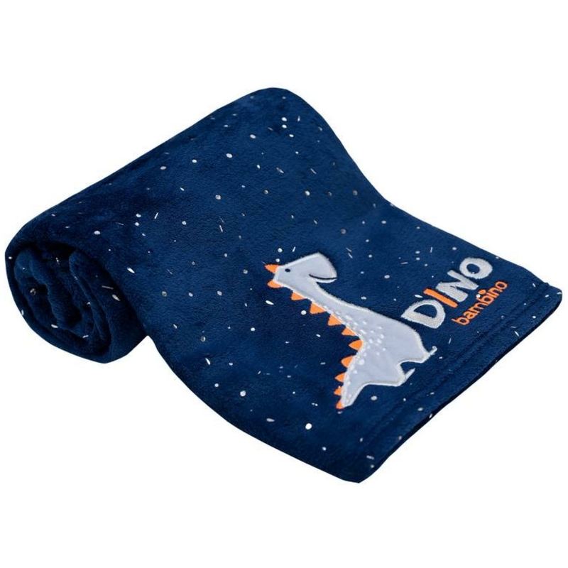 Frazada bordada dino/azul bambino
