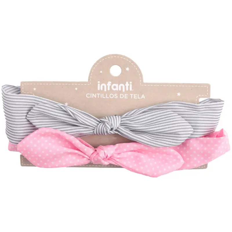 Set 2 cintillos blandos rosa/gris