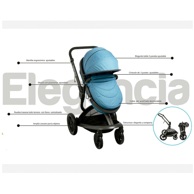 Coche travel system quantum gris