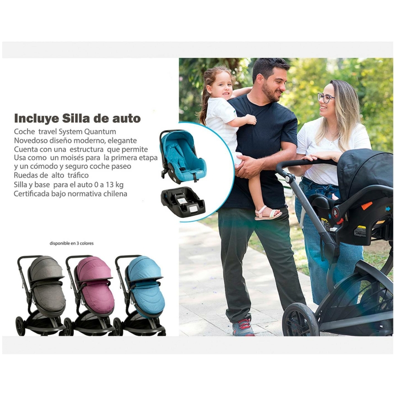 Coche travel system quantum gris