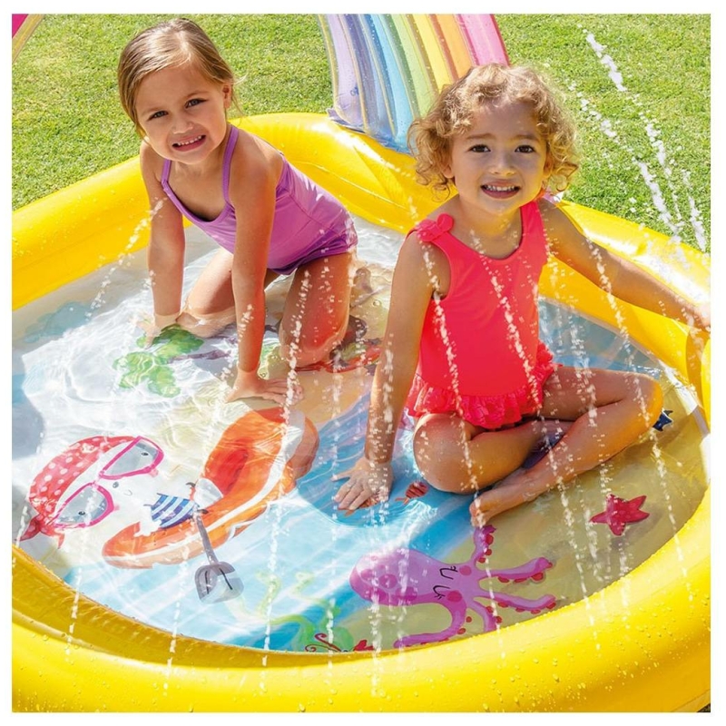 Piscina arcoíris intex con rociador