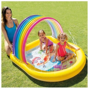 Piscina arcoíris intex con rociador