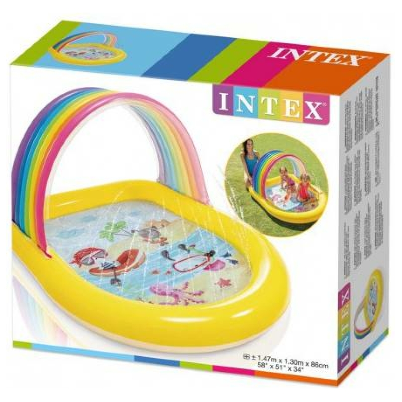 Piscina arcoíris intex con rociador