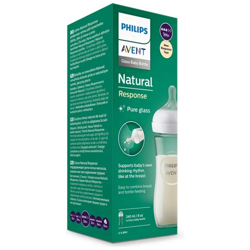 Mamadera vidrio natural response 240ml avent