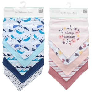 Set de baberos 5 pcs baby world - azul