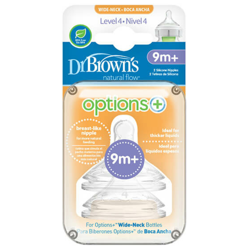 Pack tetinas boca ancha options+ 9m+ dr. brown's