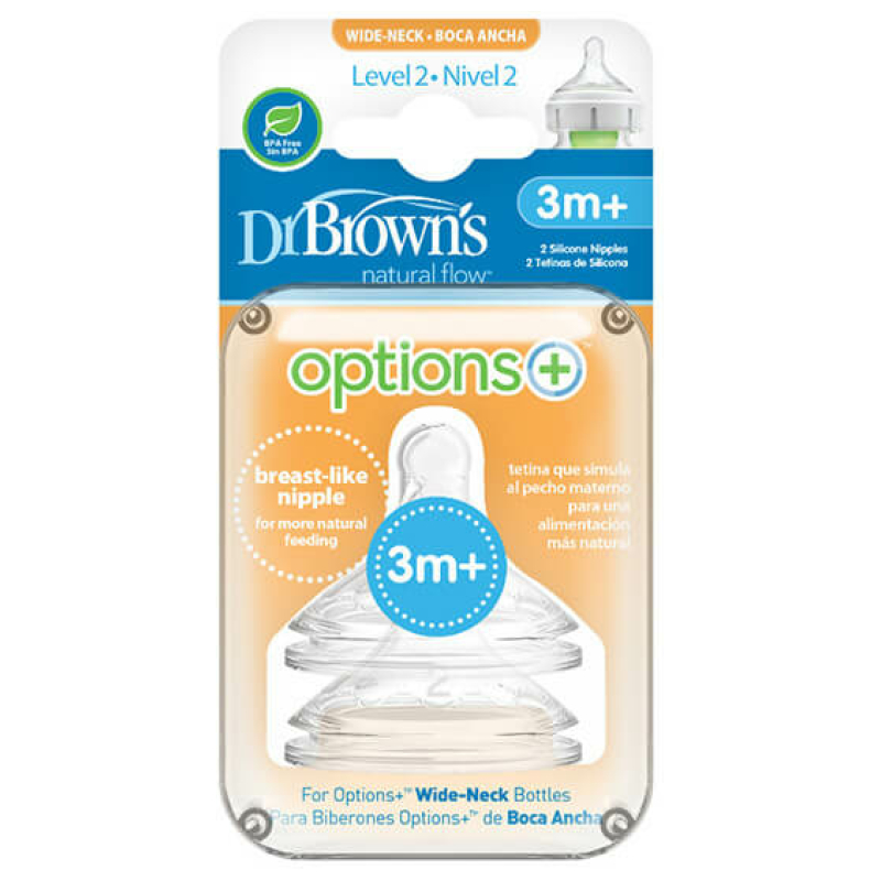 Pack tetinas boca ancha options+ 3m+ dr. brown's
