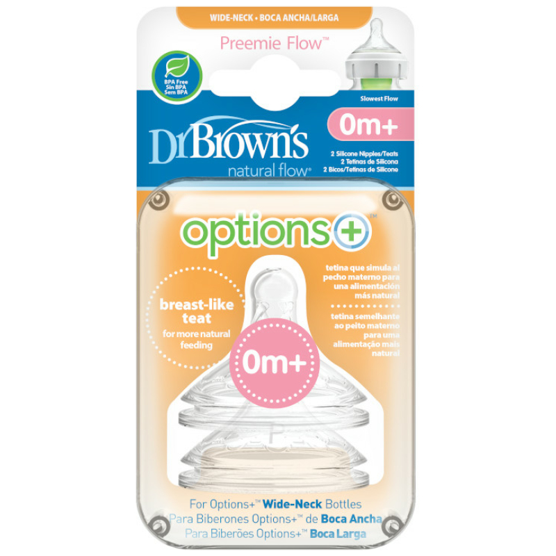 Pack tetinas boca ancha options+ prematuro dr. brown's