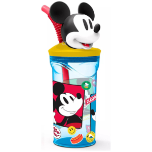 Vaso con bombilla figura 3d mickey