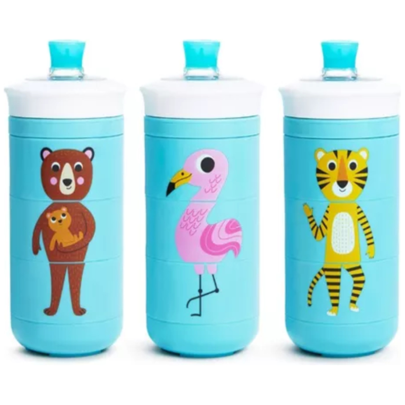 Vaso con boquilla antiderrame twisty animales munchkin rosa
