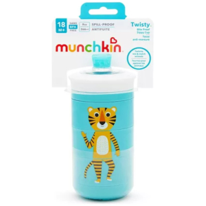 Vaso con boquilla antiderrame twisty animales munchkin rosa