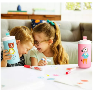 Vaso con boquilla antiderrame twisty animales munchkin rosa
