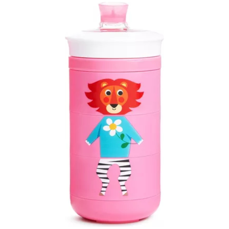 Vaso con boquilla antiderrame twisty animales munchkin rosa