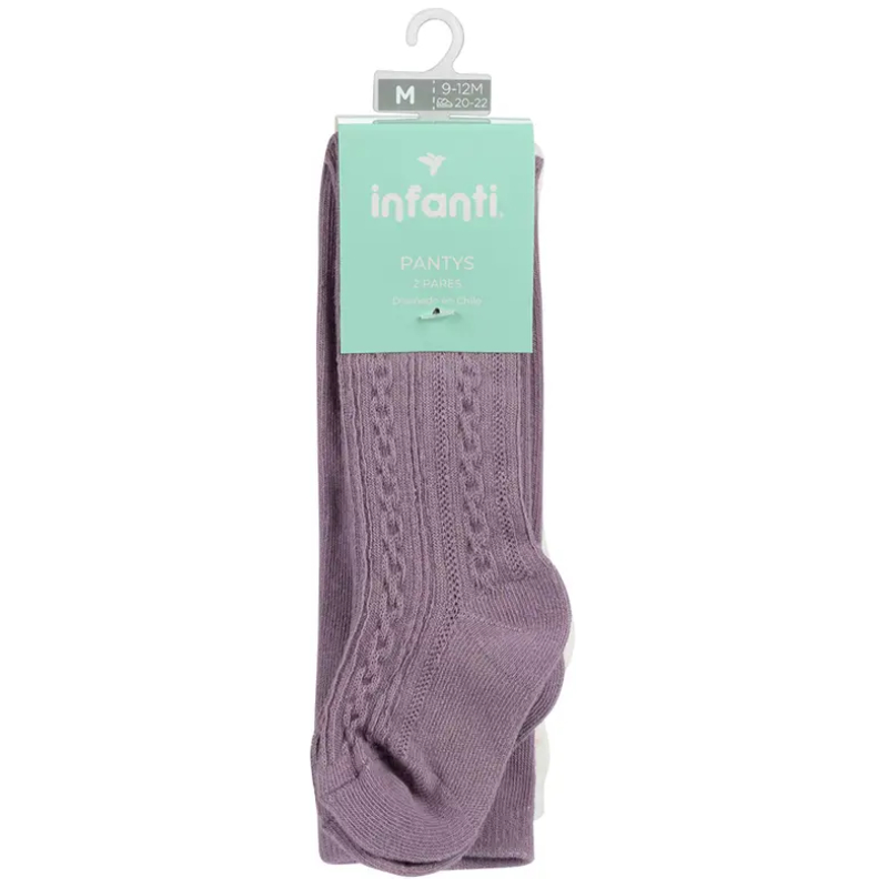 Bipack pantys trenzadas lila - crema