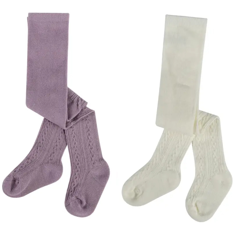 Bipack pantys trenzadas lila - crema