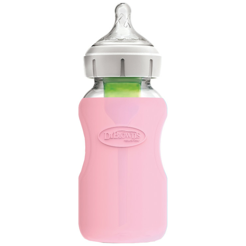 Funda protectora mamadera boca ancha vidrio 270 ml dr. browns