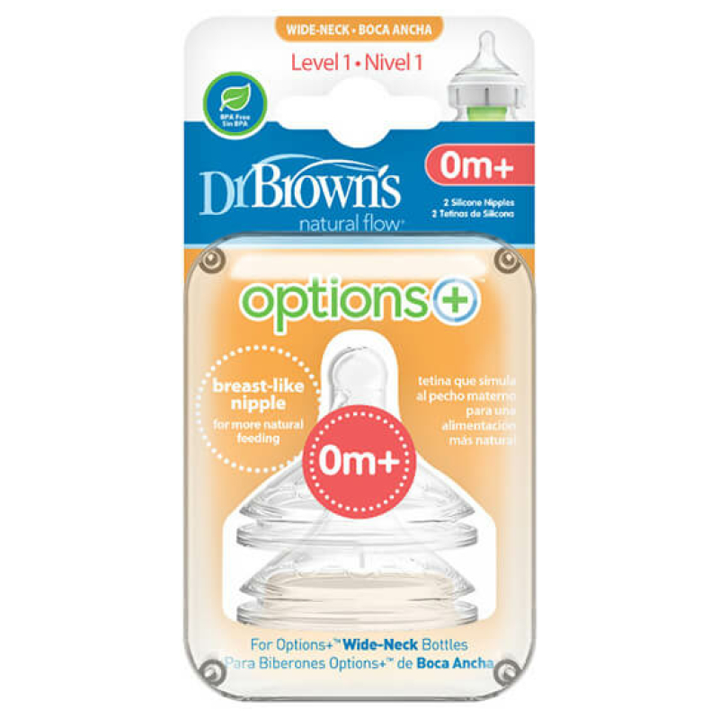 Pack tetinas boca ancha options+ 0m+ dr. brown's